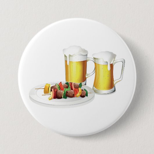 GRILLEN Skewers und Bier Summer Cookie Button (Vorderseite)