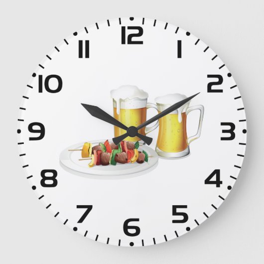 GRILLEN Skewers und Bier Summer Cookie Große Wanduhr (Vorderseite)