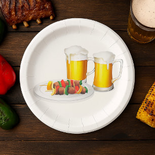 GRILLEN Skewers und Bier Summer Cookie Pappteller