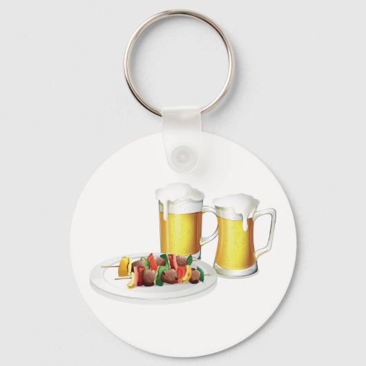 GRILLEN Skewers und Bier Summer Cookie Schlüsselanhänger (Rückseite)