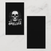 GRILLEN Skull Koch Sommermahlzeit Rauchgrillmeiste Visitenkarte (Vorne/Hinten)