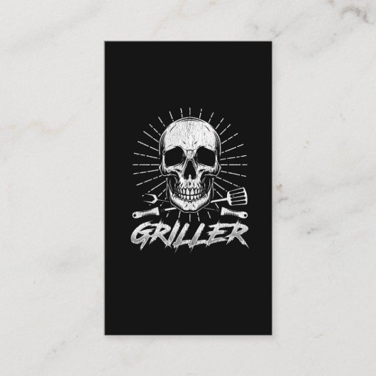 GRILLEN Skull Koch Sommermahlzeit Rauchgrillmeiste Visitenkarte (Vorderseite)
