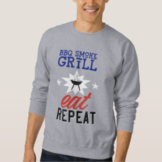 GRILLEN Smoke Grill EAT REPEAT Rustikal Vintag Sweatshirt