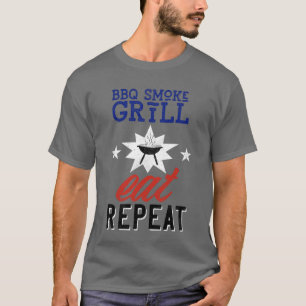 GRILLEN Smoke Grill EAT REPEAT rustikal Vintag T-Shirt
