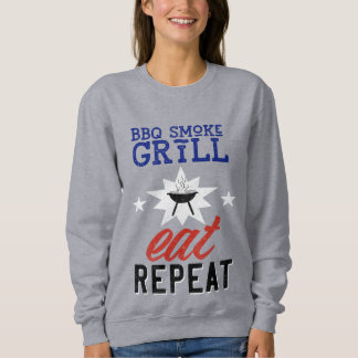 GRILLEN Smoke Grill EAT REPEAT Vintag Rustikal Sweatshirt