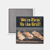 GRILLEN Steaks am Grill Magnet (Vorderseite/Rückseite)