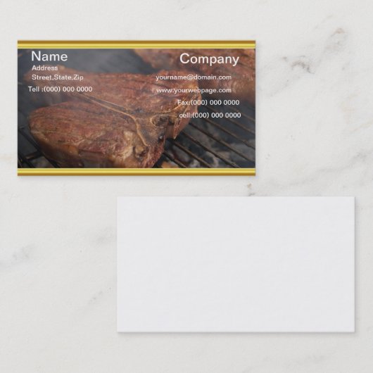 GRILLEN Steaks am Grill mit Rauch Visitenkarte (Vorne/Hinten)