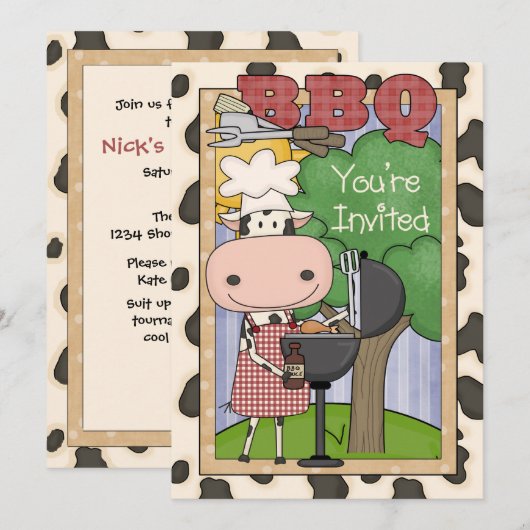 GRILLEN Steer Einladung (Vorne/Hinten)