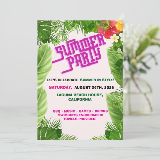 GRILLEN Summer Bash Einladung (Stehend Vorderseite)