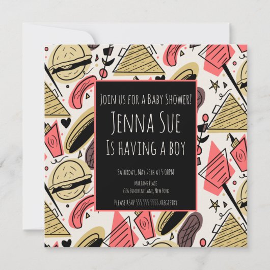 Grillen Summer GRILLEN Doodles Baby Dusche Karte (Vorderseite)