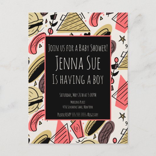 Grillen Summer GRILLEN Doodles Baby Dusche Postkarte (Vorderseite)