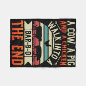 Grillen Summer Grillin Cow Pig Chicken for Men Gra Fleecedecke (Vorderseite (Horizontal))