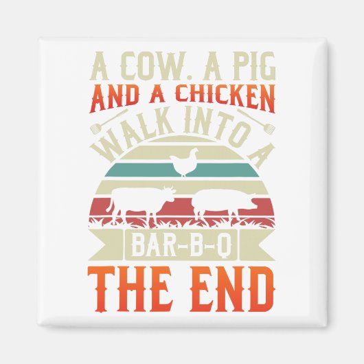 Grillen Summer Grillin Cow Pig Chicken for Men Gra Magnet (Vorne)