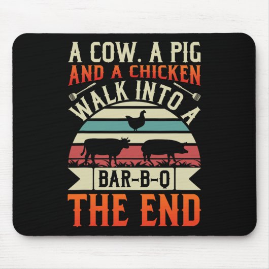 Grillen Summer Grillin Cow Pig Chicken for Men Gra Mousepad (Vorne)