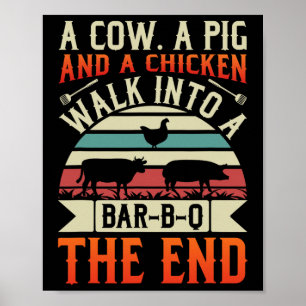 Grillen Summer Grillin Cow Pig Chicken for Men Gra Poster