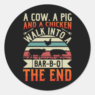 Grillen Summer Grillin Cow Pig Chicken for Men Gra Runder Aufkleber