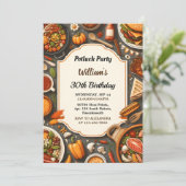 Grillen Taco Koch Soup Potluck Party 40. Geburtsta Einladung (Stehend Vorderseite)