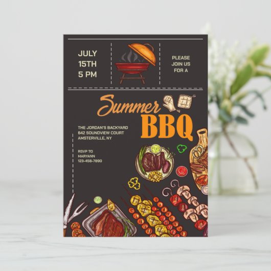 GRILLEN Time Einladung (Stehend Vorderseite)