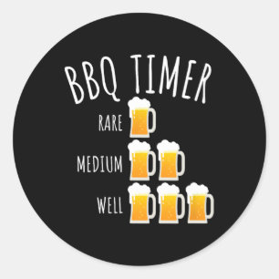 Grillen Timer Beer Drink Funny Grilling Runder Aufkleber