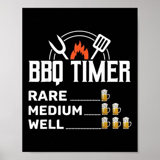 Grillen Timer Funny Beer Drink Ba geräuchertes Fle Poster (Vorne)