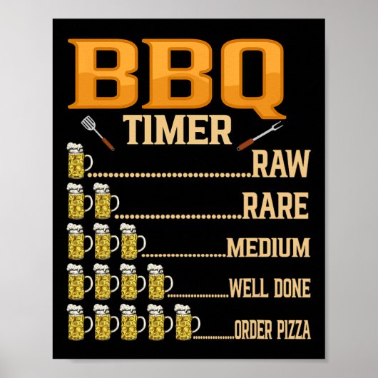 Grillen Timer Raw Seltene Grillliebhaber Poster (Vorne)
