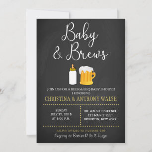 Grillen über Baby and Brews Baby Shower Chalk Einladung