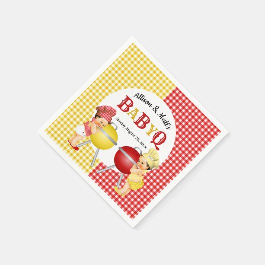 Grillen über das Geschlecht Rot-Gelb-Gingham-Baby Serviette (Ecke)
