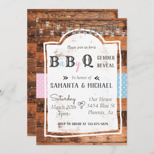 Grillen über das Party von Frauen in der Rustikal- Einladung (Vorne/Hinten)