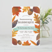 Grillen über den Herbstausgang Brown Housewarming Einladung (Stehend Vorderseite)