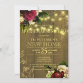 Grillen über die Aufwärmung von Goldlichtern Holzb Einladung (Vorderseite)