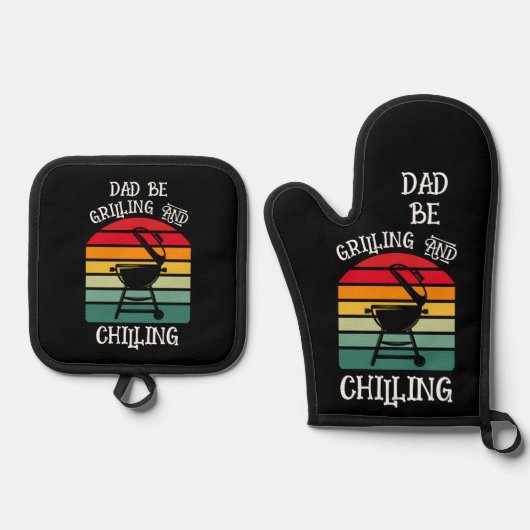 Grillen und Abkühlen Ofenhandschuh & Topflappen-Set (Vorderseite)