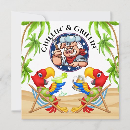 Grillen und Chillen Einladung (Vorderseite)