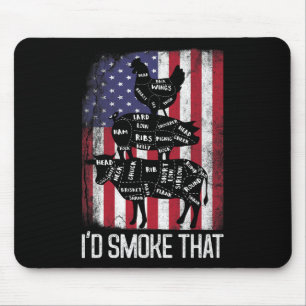 Grillen Usa Flag Ich würde rauchen, dass Rindfleis Mousepad