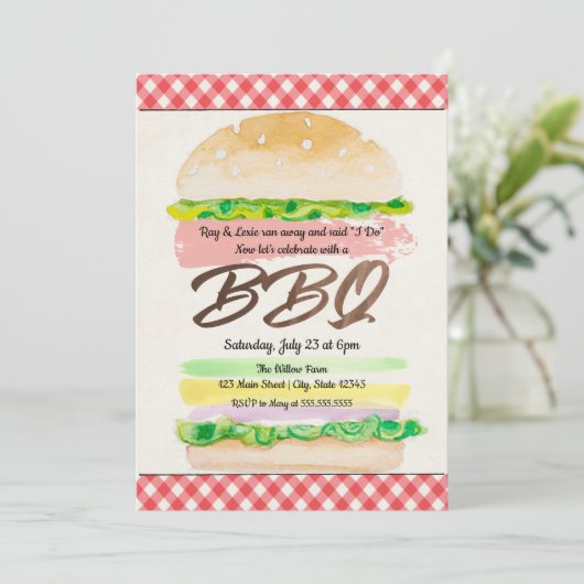 GRILLEN Wedding Reception Einladung (Stehend Vorderseite)