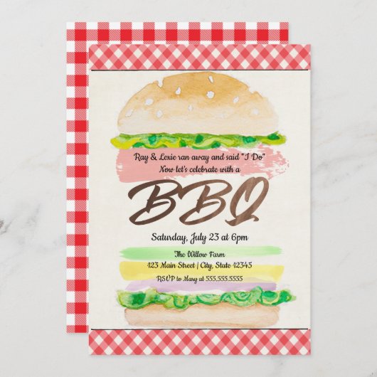 GRILLEN Wedding Reception Einladung (Vorne/Hinten)