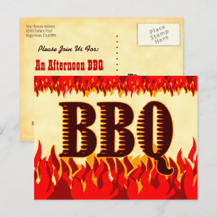 GRILLEN Western Flames Custom Einladung Postcard