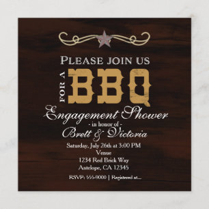 GRILLEN Western Wood Verlobung Paare Dusche Party Einladung