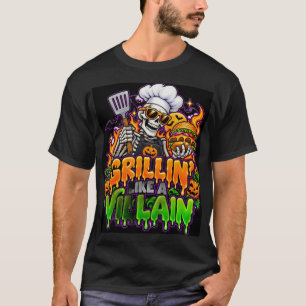 Grillen wie ein Bösewicht Skelett-Chef BBQ T-Shirt