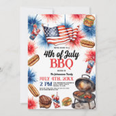 Grillen zum Amerikanische Unabhängigkeitstag von F Einladung (Vorderseite)