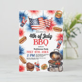 Grillen zum Amerikanische Unabhängigkeitstag von F Einladung (Stehend Vorderseite)