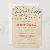 Grillen zum Gedächtnistag Stars String Lights Einladung (Vorderseite)