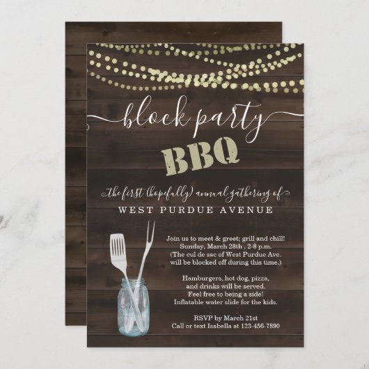 Grillen zum Nachbarschafts-Block-Party Einladung (Vorne/Hinten)