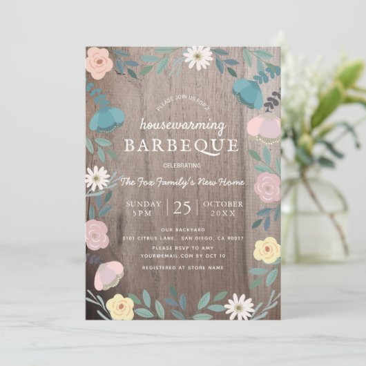 Grillen zur Blumenbearbeitung Einladung (Stehend Vorderseite)