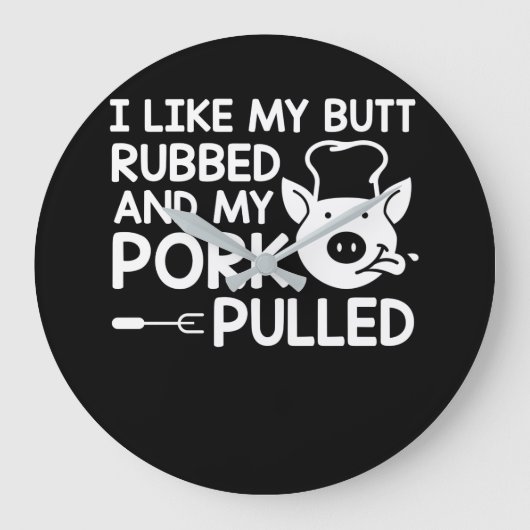 Grillende GRILLEN wie Hintern-Rubbelschweine gepan Große Wanduhr (Vorderseite)