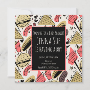 Grillende Sommer-BBQ-Doodle-Baby-Party Karte