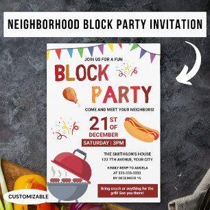 Grillfest Snack Picknick Spaß Nachbar Blockparty Einladung