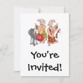 Grillfleisch essen BBQ-Schweine Einladung (Vorderseite)