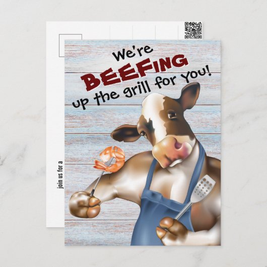 Grillgarnele für Kuh Postkarte (Vorne/Hinten)