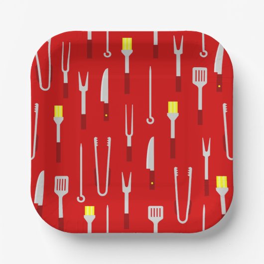 Grillgeräte Sommer BBQ Koch rot Pappteller (Vorderseite)