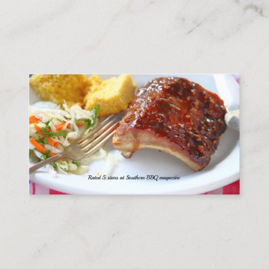 Grillgerichte Rippenküche mit Maisbrot Visitenkarte (Rückseite)